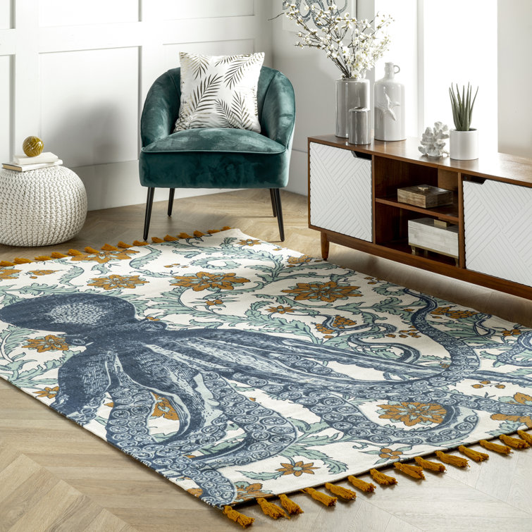 Blue and deals yellow area rug